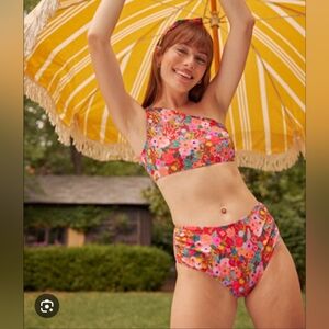 Summersalt x Rifle Paper Co. Garden Party Rust Ruched Sidestroke Bikini 4/6